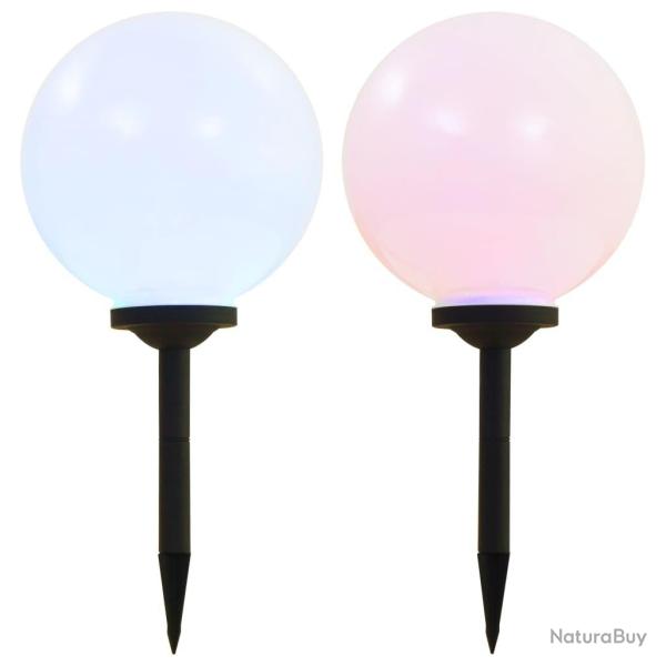 Lampe LED sph�rique solaire d'ext�rieur 2 pcs 30 cm RVB