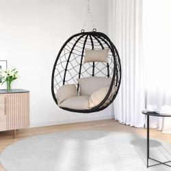 Panier de chaise oeuf suspendue sans support taupe en rattan synth&eacute;tique.