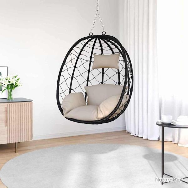 Panier de chaise oeuf suspendue sans support taupe en rattan synth�tique.