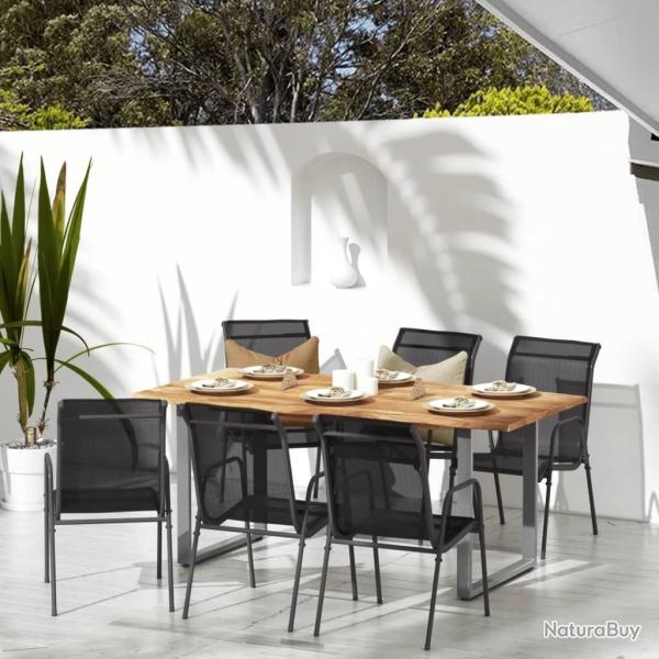 Chaises de jardin lot de 6 Acier et textil�ne Noir