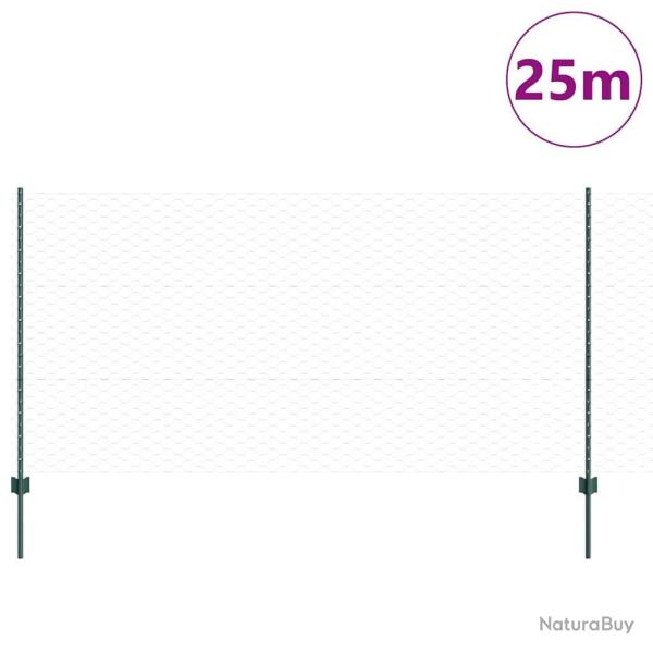 Cl�ture avec poteau Vert 1,2 x 25 m Acier