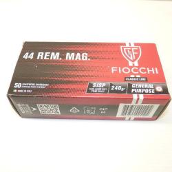Boite de 50 munitions FIOCCHI CAL. 44 REM. MAG. SJSP 240gr
