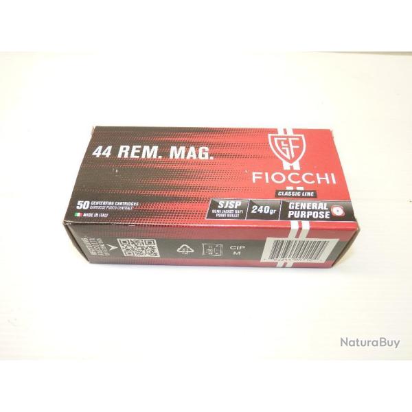 Boite de 50 munitions FIOCCHI CAL. 44 REM. MAG. SJSP 240gr
