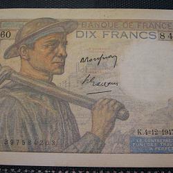 billet de 20 francs mineur du 4-12-1947