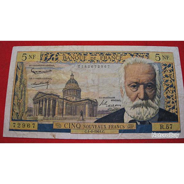 billet de 5 nf  VICTOR HUGO du 1-6-1961 ttb