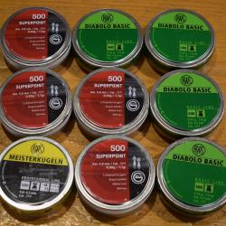 lot de 9 boites de 500 plombs a 1�