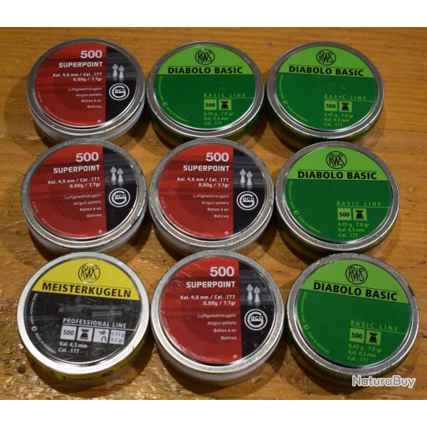 lot de 9 boites de 500 plombs a 1�