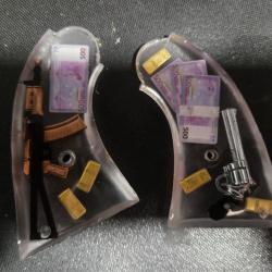 Plaquettes de crosse pour Pietta remington 1858 transparentes et custom !!! Uniques  en r&eacute;sine &eacute;poxy