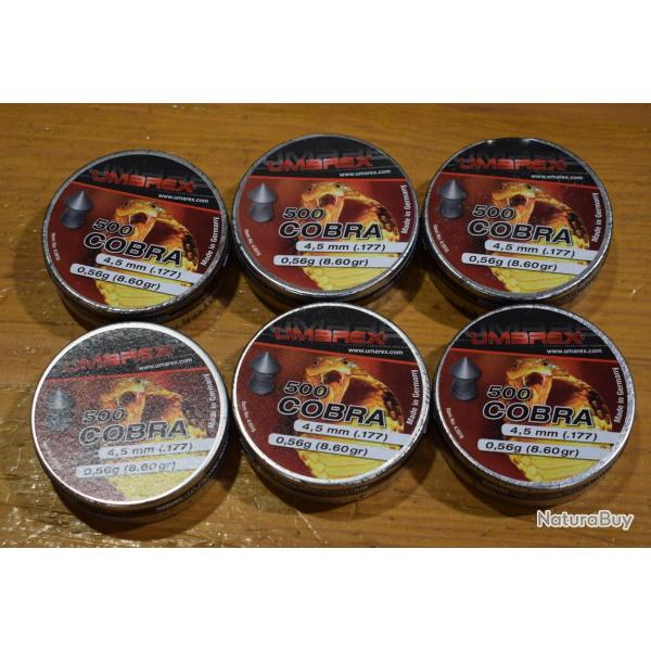 lot de 6 boites de 500 plombs umarex cobra 4,5mm de   a 1�