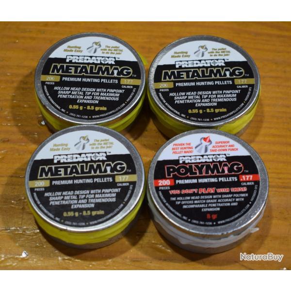 lot de 4 boites de 200 plombs Predator 4,5mm de   a 1�