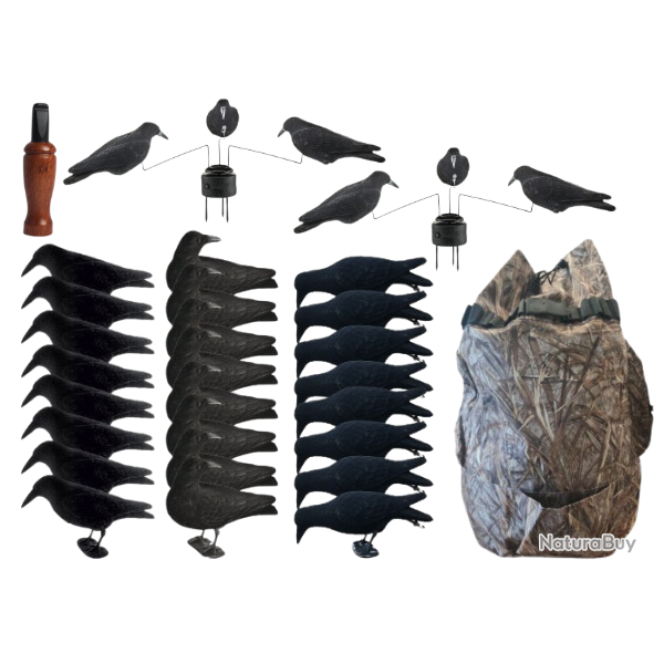 Pack PRESTIGE 24 appelants corbeaux actifs, sac de transport, appeau FT3 et 2 man�ges � corbeaux