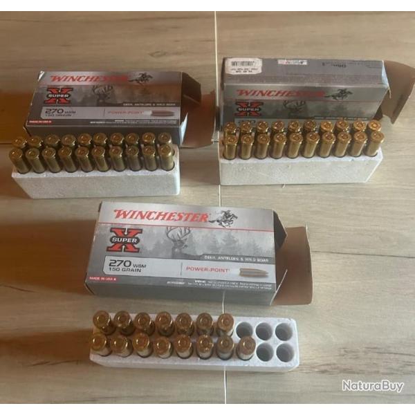 Balles winchester power point 270 WSM 150 gr.