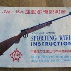 Manuel vintage Norinco JW-15A 22 long rifle
