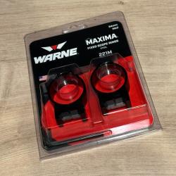 Warne 221M 34mm Medium Acier Colliers Lunette Picatinny Weaver - &Eacute;tat Neuf