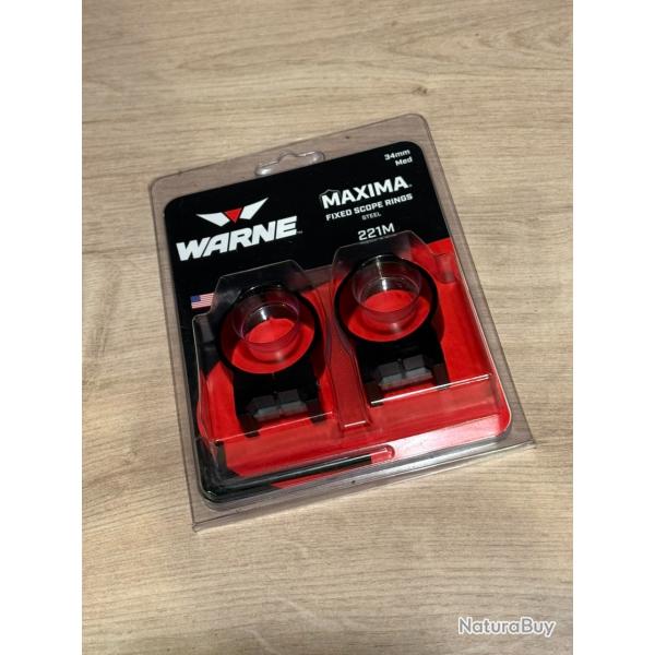 Warne 221M 34mm Medium Acier Colliers Lunette Picatinny Weaver - �tat Neuf