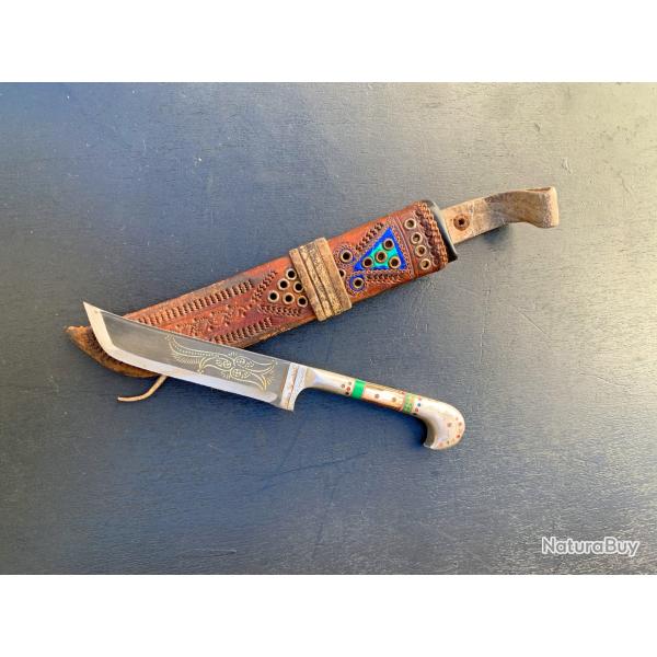 ANCIEN BEAU POIGNARD OUZBEK DES ANNEES 20, PEUPLE TURC D'ASIE CENTRALE, OUIGHOURS, OTTOMAN