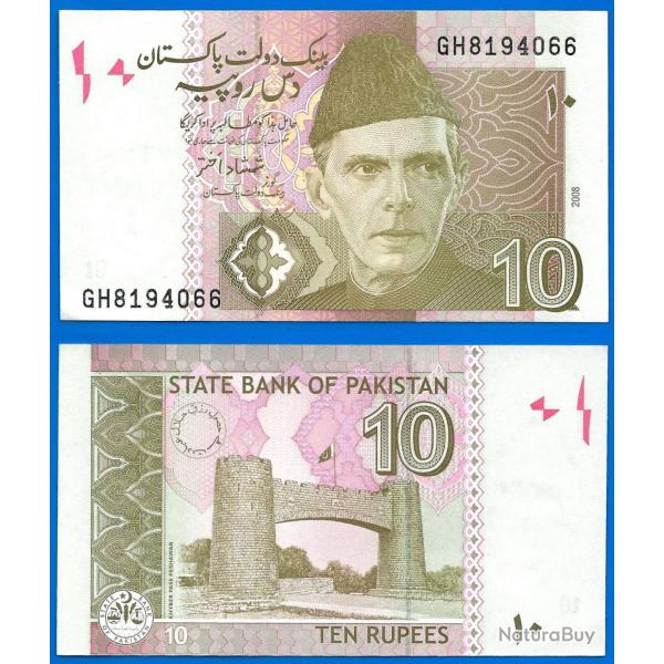 Pakistan 10 Roupies 2008 Neuf Rupees Roupie Rupee