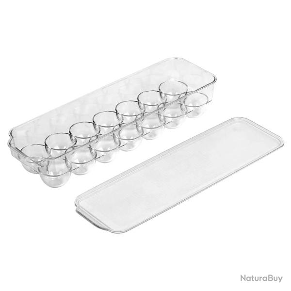 Bo�te � oeufs plastique transparente 14 places avec couvercle