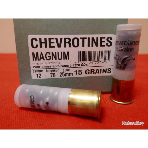 10 cartouches cal 12/76 Chevrotines Magnum 15gn de Jocker