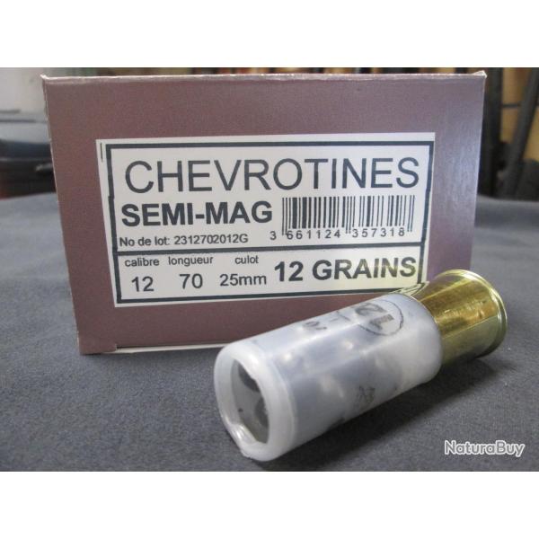 10 cartouches Chevrotines 12 Grains Semi Mag cal 12/70