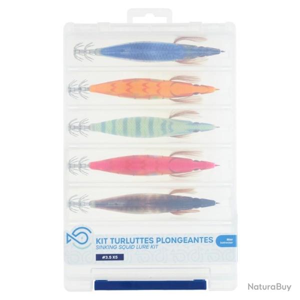 Kit Leurres SRT Turluttes Plongeantes Coulant Par 5 3.5