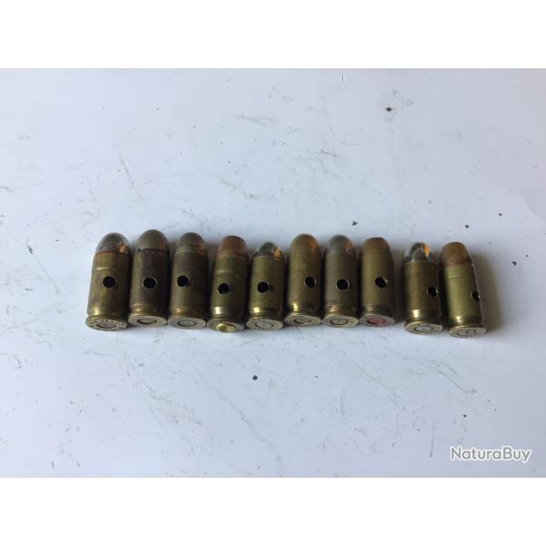 VENDU PAR LE-CUIRASSIER LOT N� 14 DE 10 BALLES CALIBRE 9 MM COURT NEUTRALISEES DIFF�RENTES MARQUES