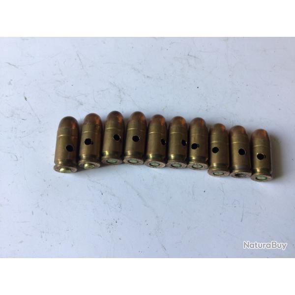 VENDU PAR LE-CUIRASSIER LOT N� 11 DE 10 BALLES CALIBRE 9 MM COURT NEUTRALISEES KAL 9 K PPU 67