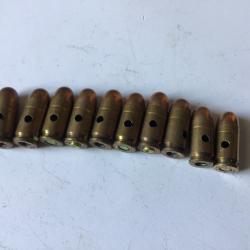 VENDU PAR LE-CUIRASSIER LOT N&deg; 15 DE 10 BALLES CALIBRE 9 MM COURT NEUTRALISEES KAL 9 K PPU 67