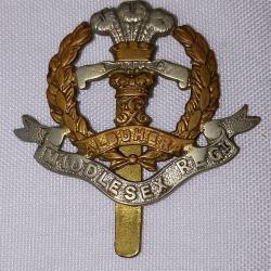 Cap badge insigne de casquette Anglais The MIDDLESEX R&eacute;giment WW1