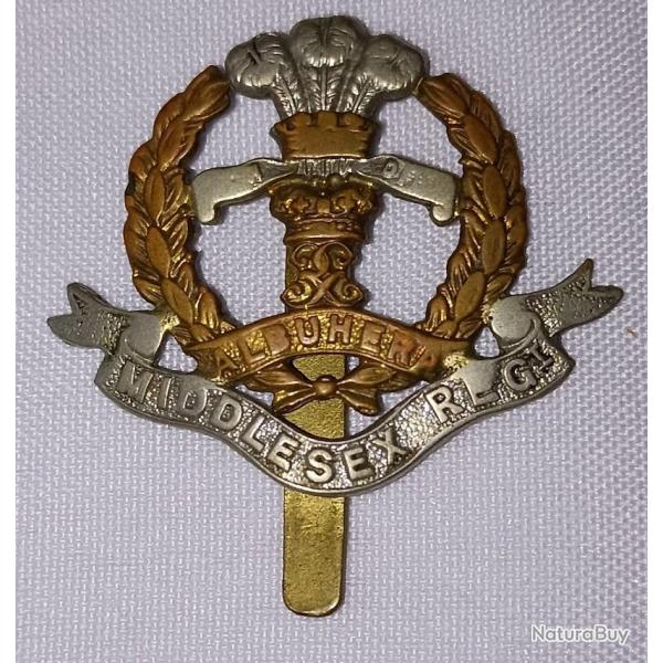 Cap badge insigne de casquette Anglais The MIDDLESEX R�giment WW1