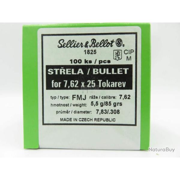 OGIVES SELLIER BELLOT 7.62 TOKAREV 85 GR