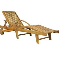 Chaise Longue Bois Acacia 200cm - Transat avec Roues - Meuble Couchage - LIVRAISON GRATUITE