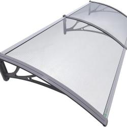 Auvent Porte d'entr&eacute;e Gris Transparent - Toit Marquise Polycarbonate - LIVRAISON OFFERTE