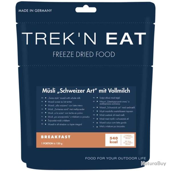 Petit d�jeuner lyophilis� Trek'n Eat Muesli suisse au lait entier