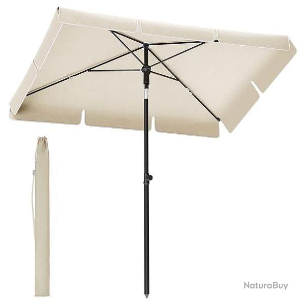 Parasol 200x125 cm Beige - Protection Solaire UPF 50+ - Inclinable 30� 2 sens - LIVRAISON OFFERTE
