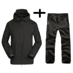 Ensemble Militaire Veste et Pantalon Ext&eacute;rieur Toutes Saisons, BLACK Coupe-Vent LIVRAISON GRATUITE