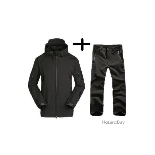 Ensemble Militaire Veste et Pantalon Ext�rieur Toutes Saisons, BLACK Coupe-Vent LIVRAISON GRATUITE