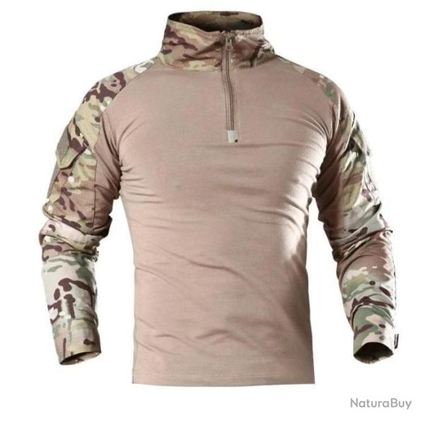 Tee-shirt, Sweet Chemise Militaire Manche Longue KHAKI Id�ale pour Airsoft, Chasse LIVRAISON GRATUIT