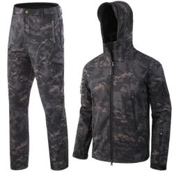 Ensemble Militaire Veste et Pantalon Ext&eacute;rieur, BLACK CP, Coupe-Vent, Imperm&eacute;ables LIVRAISON OFFERTE