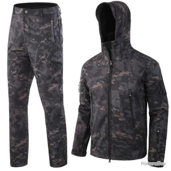 Ensemble Militaire Veste et Pantalon Ext�rieur, BLACK CP, Coupe-Vent, Imperm�ables LIVRAISON OFFERTE