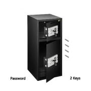 Coffre-Fort Numérique 34 L 400 x 300 x 350 mm Coffre-Fort de Sécurité 2 Types de Déverrouillage Mot de Passe et Clés Structure en Acier Anti-Effraction Antivol avec Alarme Argent Bijoux