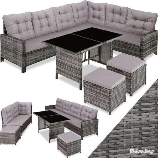 Salon Jardin Modulable Gris Canap� Jardin Exterieur Angle Table Jardin 2 Tabourets LIVRAISON GRATUIT