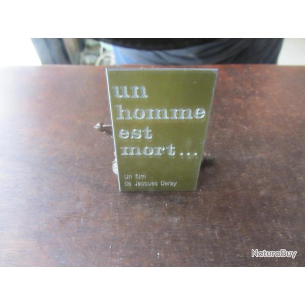Plaque impression publicitaire film Un homme est mort 1972