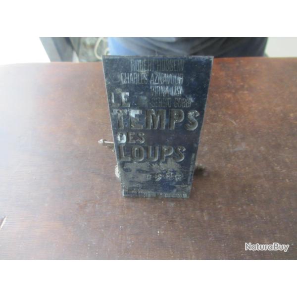 Plaque impression publicitaire film Le temps des loups 1970