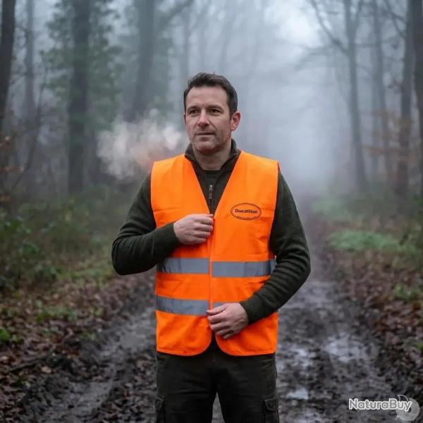 Gilet de traque l�ger fermeture velcro polyester orange