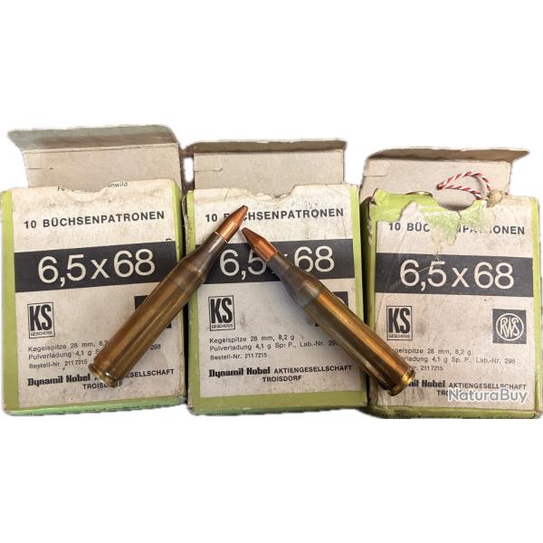 37 munitions Rws 6,5x68 8,2g