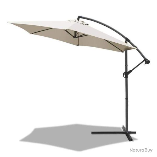Grand Parasol D�port� Hexagonale 3M Toile 180 gr/m2 Beige Hauteur 2.30m LIVRAISON GRATUITE