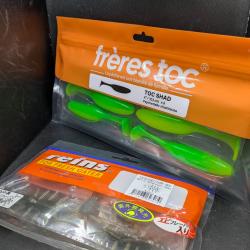 Lot494 / leurre Freres toc , toc shad ( UV) + leurres REINS YAGO SECTOR (UV),.....