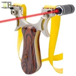 Fronde Lance Pierre + Viseur Laser Robuste en Bois M&eacute;tal Tr&egrave;s Puissante LIVRAISON OFFERTE