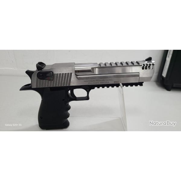 NEUF !!! PISTOLET DESERT EAGLE INOX CALIBRE 50AE CANON 6 POUCES